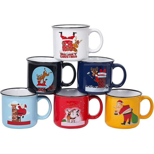 Set of 4 Coffee Ceramic Mug Funny Christmas Porcelain Tea Cup 18oz. Set of 4 Coffee Ceramic Mug Funny Christmas Porcelain Tea Cup 18oz.